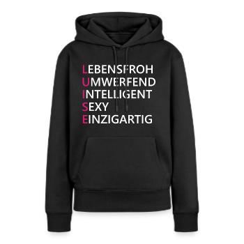 Luise Name Geschenk - Frauen Premium Bio Hoodie - Schwarz - Vorne - Julia (174cm)