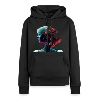 Cyber ist in meinem Kopf - Frauen Premium Bio Hoodie - Schwarz - Vorne - Julia (174cm)