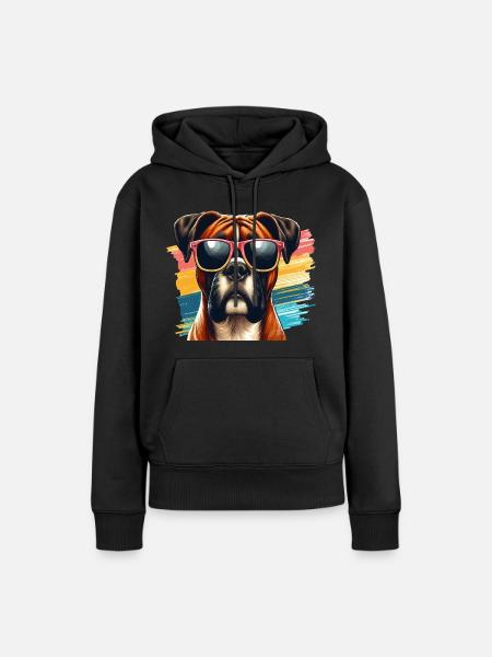 Niedliche Boxer-Hund-Kunst - Frauen Premium Bio Hoodie - Schwarz
