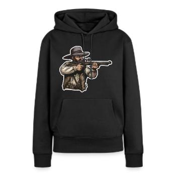 Fusil Woodsman - Sweat à capuche Premium bio Femme - noir - Devant - Julia (174cm)