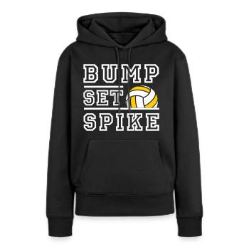 Bump Set Spike - Farbwechsel möglich - Frauen Premium Bio Hoodie - Schwarz - Vorne - Julia (174cm)