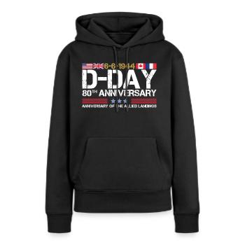D-Day 2024 80. Jahrestag der Landung der Alliierten - Frauen Premium Bio Hoodie - Schwarz - Vorne - Julia (174cm)