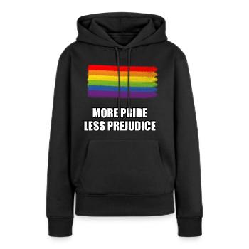 Mehr Stolz, weniger Vorurteile LGBTQ - Frauen Premium Bio Hoodie - Schwarz - Vorne - Julia (174cm)
