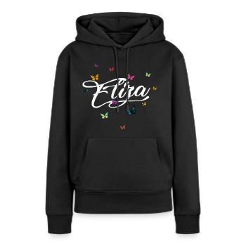 ELIZA - Mädchen Name mit bunten Schmetterlingen - Frauen Premium Bio Hoodie - Schwarz - Vorne - Julia (174cm)