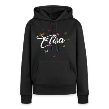 ELISA - Mädchen Name mit bunten Schmetterlingen - Frauen Premium Bio Hoodie - Schwarz - Vorne - Julia (174cm)