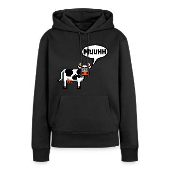 Servus Moin Kuh Hallo Morgen Hello Guten Tag - Frauen Premium Bio Hoodie - Schwarz - Vorne - Julia (174cm)