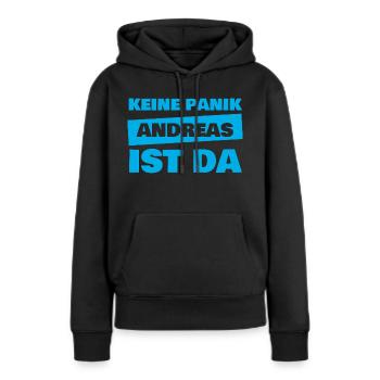 Prénom Andreas - Sweat à capuche Premium bio Femme - noir - Devant - Julia (174cm)