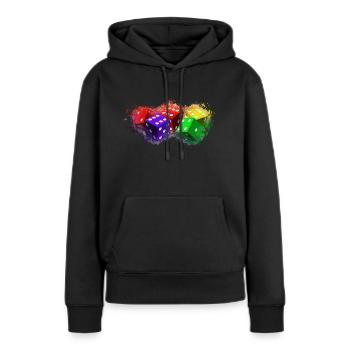 Jeu de dés brillant - Sweat à capuche Premium bio Femme - noir - Devant - Julia (174cm)