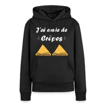 Crêpes Bretagne humour crêpe - Sweat à capuche Premium bio Femme - noir - Devant - Julia (174cm)