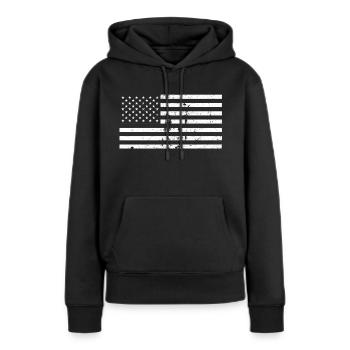 Drapeau USA - Sweat à capuche Premium bio Femme - noir - Devant - Julia (174cm)