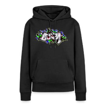 Graffiti - Sweat à capuche Premium bio Femme - noir - Devant - Julia (174cm)