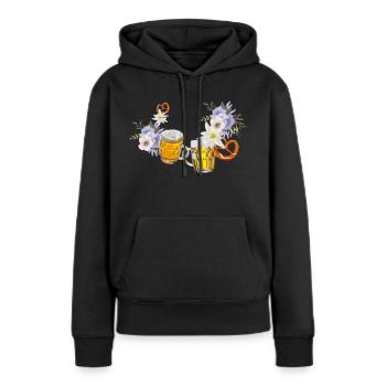 tracht - Frauen Premium Bio Hoodie - Schwarz - Vorne - Julia (174cm)