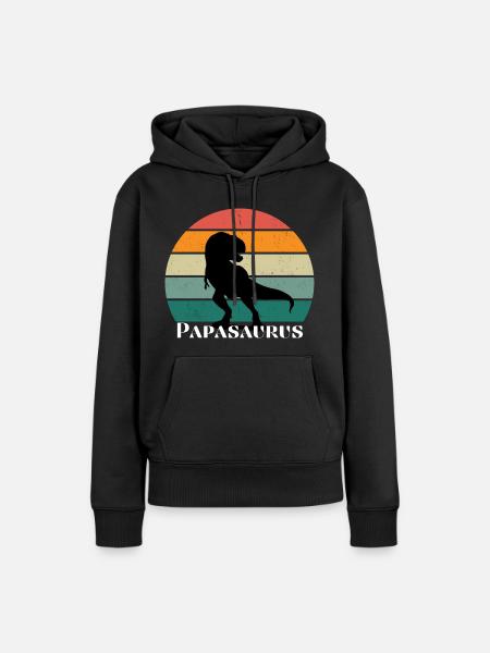 Papasaurus - Frauen Premium Bio Hoodie - Schwarz