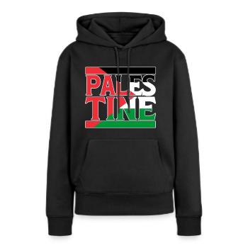 Palestine - Sweat à capuche Premium bio Femme - noir - Devant - Julia (174cm)