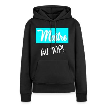 MAÎTRE. MAITRE - Sweat à capuche Premium bio Femme - noir - Devant - Julia (174cm)