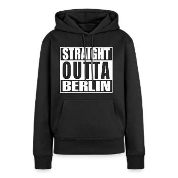 Direkt aus Berlin - Frauen Premium Bio Hoodie - Schwarz - Vorne - Julia (174cm)