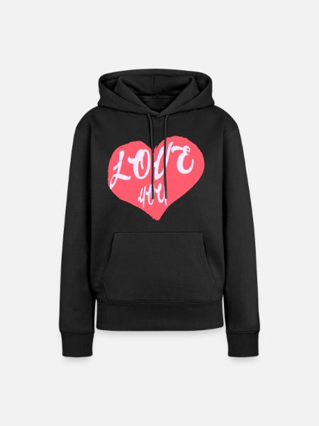 LoveYou - Frauen Premium Bio Hoodie - Schwarz