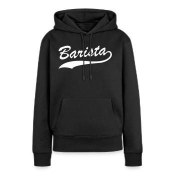 Barista - Sweat à capuche Premium bio Femme - noir - Devant - Julia (174cm)