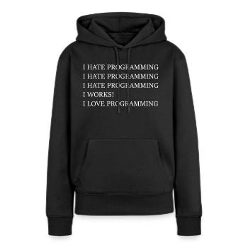 programmation programmation - Sweat à capuche Premium bio Femme - noir - Devant - Julia (174cm)