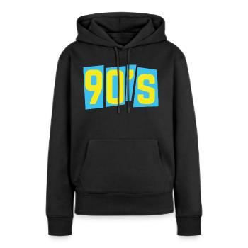90s neunziger 90er oldschool - Frauen Premium Bio Hoodie - Schwarz - Vorne - Julia (174cm)