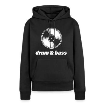 Drum & Bass Disque Oldschool Spruch - Sweat à capuche Premium bio Femme - noir - Devant - Julia (174cm)
