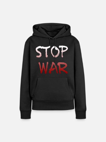 Stop War - Frauen Premium Bio Hoodie - Schwarz