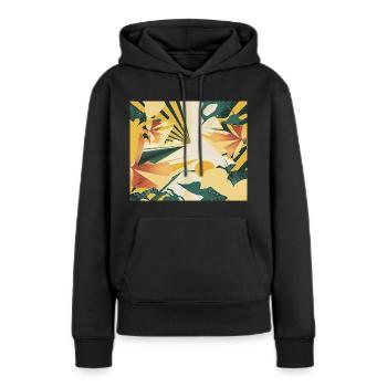 Tropical Yellow, and Green shapes 2 - Women’s Premium Organic Hoodie - black - Front - Julia (174cm)