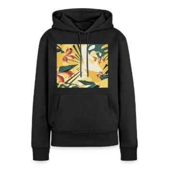 Tropical Yellow, and Green shapes 5 - Women’s Premium Organic Hoodie - black - Front - Julia (174cm)