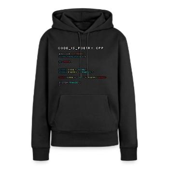 Le code, c’est de la poésie.CPP - Sweat à capuche Premium bio Femme - noir - Devant - Julia (174cm)