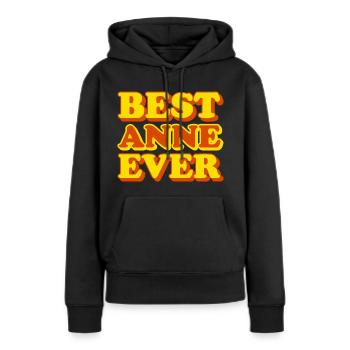 Anne Prénom Drôle de cadeau - Sweat à capuche Premium bio Femme - noir - Devant - Julia (174cm)
