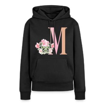 Buchstabe M mit Blumen - Frauen Premium Bio Hoodie - Schwarz - Vorne - Julia (174cm)