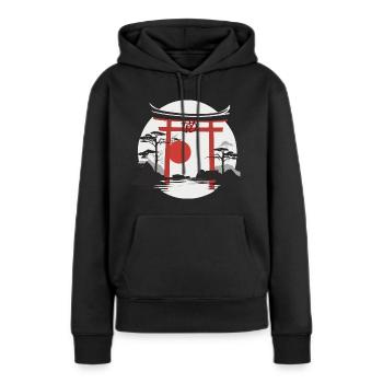 Rotes Torri Tor - Frauen Premium Bio Hoodie - Schwarz - Vorne - Julia (174cm)