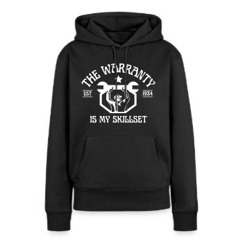 Mécanicien Je suis La Garantie - Sweat à capuche Premium bio Femme - noir - Devant - Julia (174cm)