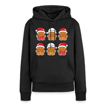 Bonhomme pain d'épice - Sweat à capuche Premium bio Femme - noir - Devant - Julia (174cm)