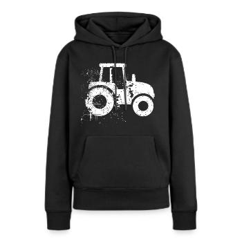 Tracteur Vintage Look - Sweat à capuche Premium bio Femme - noir - Devant - Julia (174cm)