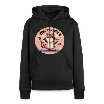 Zen Cat - Women’s Premium Organic Hoodie - black - Front - Julia (174cm)