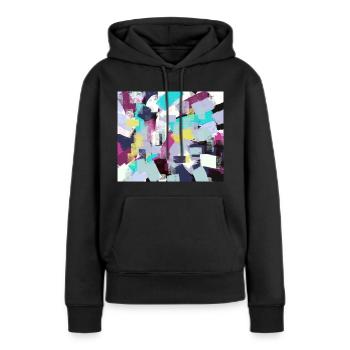 Colorful abstract cheerful pattern joie de vivre - Women’s Premium Organic Hoodie - black - Front - Julia (174cm)