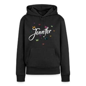 JENNIFER - Mädchen Name mit bunten Schmetterlingen - Frauen Premium Bio Hoodie - Schwarz - Vorne - Julia (174cm)