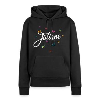 JULIANE - Mädchen Name mit bunten Schmetterlingen - Frauen Premium Bio Hoodie - Schwarz - Vorne - Julia (174cm)