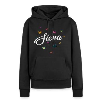 SIENA - Mädchen Name mit bunten Schmetterlingen - Frauen Premium Bio Hoodie - Schwarz - Vorne - Julia (174cm)