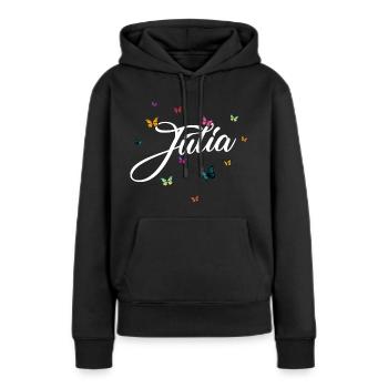 JULIA - Mädchen Name mit bunten Schmetterlingen - Frauen Premium Bio Hoodie - Schwarz - Vorne - Julia (174cm)