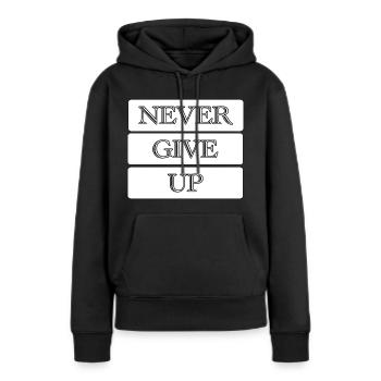 Ne jamais abandonner - Sweat à capuche Premium bio Femme - noir - Devant - Julia (174cm)