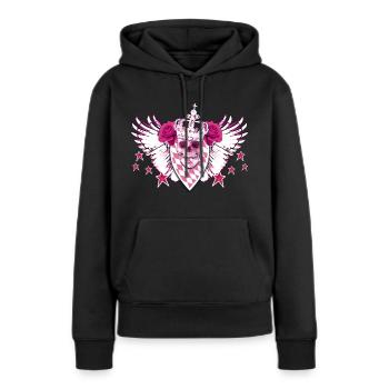 Crâne / Skull Pink Glamour - Sweat à capuche Premium bio Femme - noir - Devant - Julia (174cm)