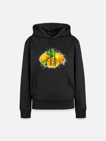 Zitrone - Frauen Premium Bio Hoodie - Schwarz