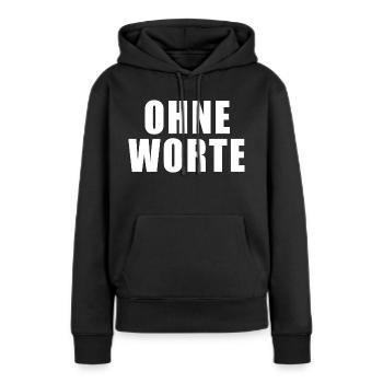 CADEAU SANS MOTS DITES AUCUN COMMENTAIRE BUREAU - Sweat à capuche Premium bio Femme - noir - Devant - Julia (174cm)