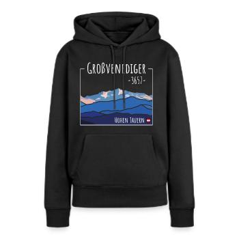 Großvenediger Tirol Salzburg Austria Hohen Tauern - Frauen Premium Bio Hoodie - Schwarz - Vorne - Julia (174cm)