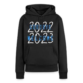 Willkommen 2023 - Frauen Premium Bio Hoodie - Schwarz - Vorne - Julia (174cm)