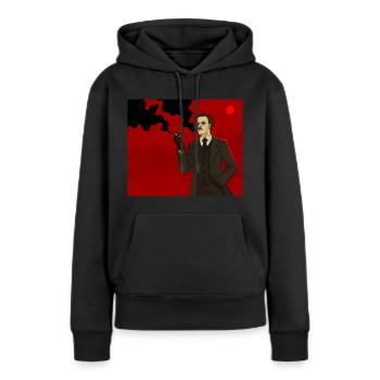 Illustration de l’agent pour fumer - Sweat à capuche Premium bio Femme - noir - Devant - Julia (174cm)