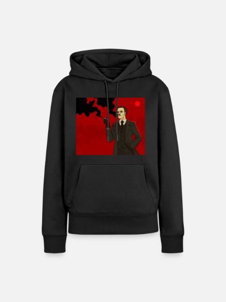 Rauchender Agent Illustration - Frauen Premium Bio Hoodie - Schwarz