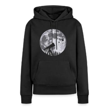 Mond Sterne Teleskop Beobachtung Universum - Frauen Premium Bio Hoodie - Schwarz - Vorne - Julia (174cm)